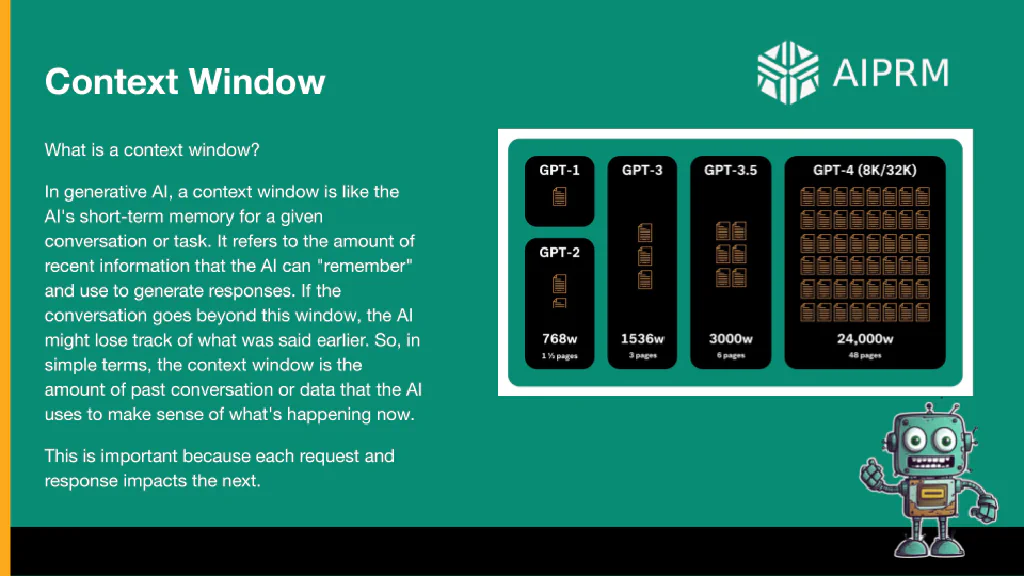 Context Window: What is a context window? In generative AI, a context window is like the AI&rsquo;s short-term memory