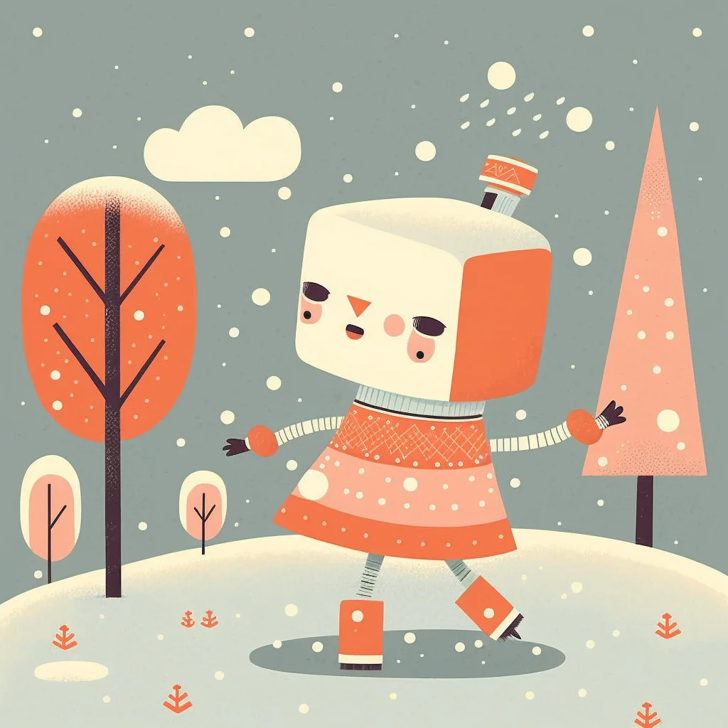 Christoph_C._Cemper_Cute_robot_dancing_in_the_snow_illustrated__9947bdd2-282f-405f-919e-e0bbbf70ee92