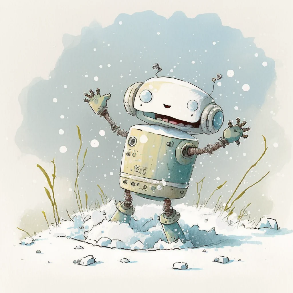 Christoph_C._Cemper_Cute_robot_dancing_in_the_snow_cartoon_illu_2c22ff3a-8f70-4aaa-80ca-3665104712b3