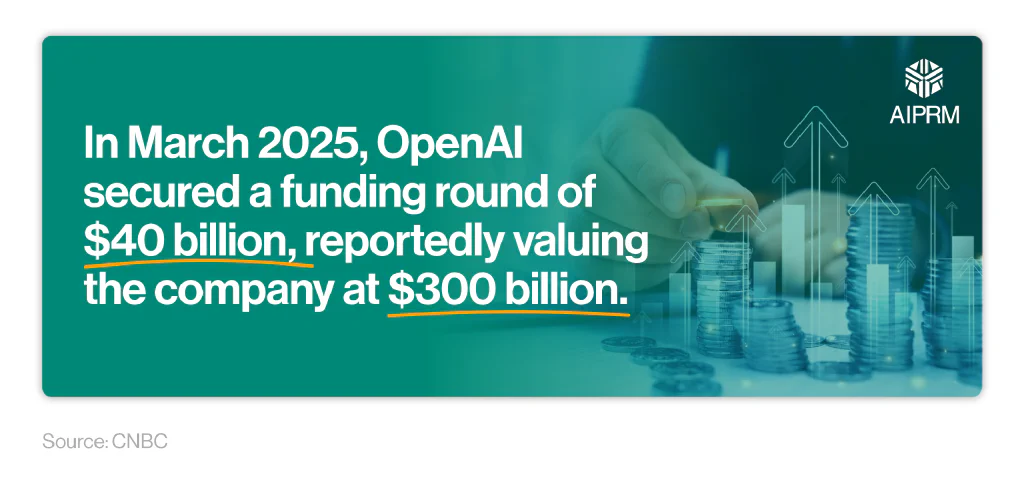 Mini infographic talking about OpenAI’s funding round and resulting value in March 2025.