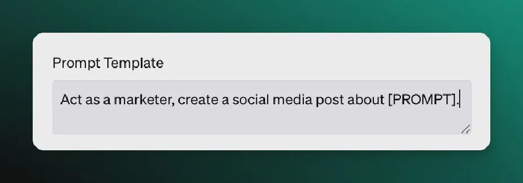 Capture d&rsquo;écran d&rsquo;un modèle d&rsquo;invite de l&rsquo;AIPRM avec la variable utilisée à la fin