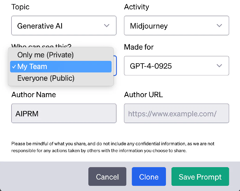 Prompt privati per voi e il vostro team
