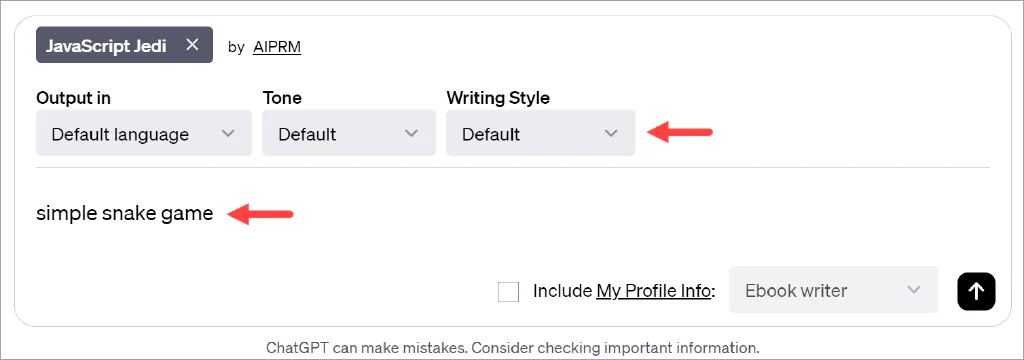 AIPRM fill in text input field