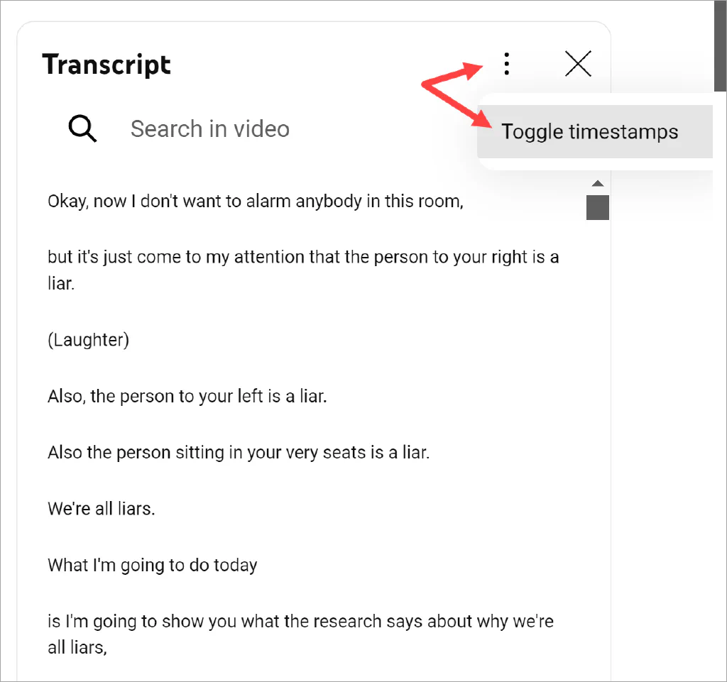 YouTube click toggle timestamp button