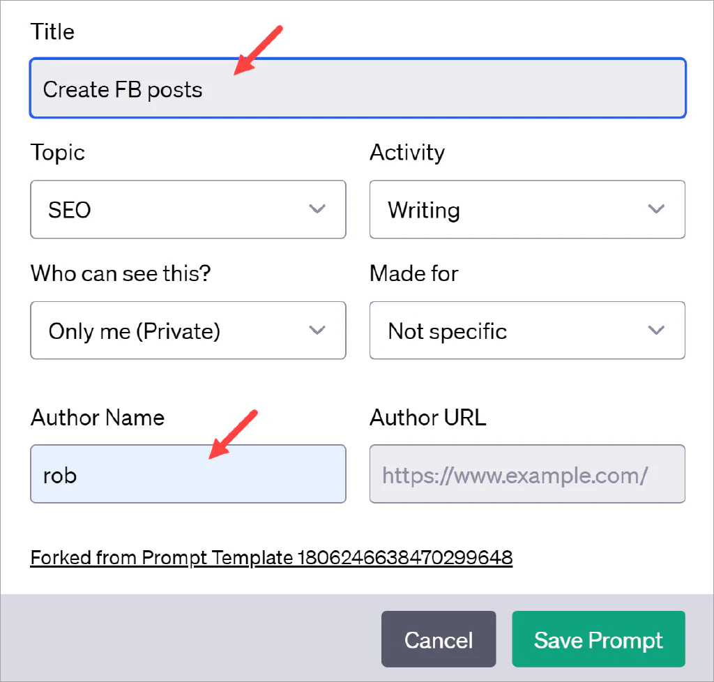 AIPRM Prompt Template change title