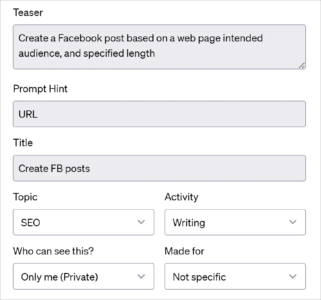 AIPRM Prompt Template description title