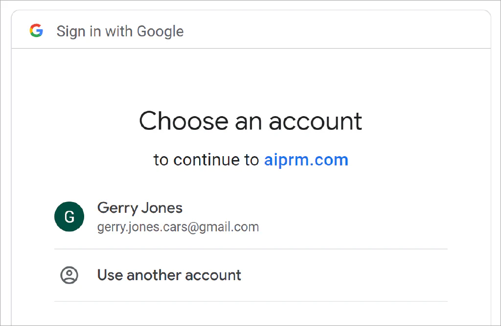Screenshot of the Google Choose an account page.