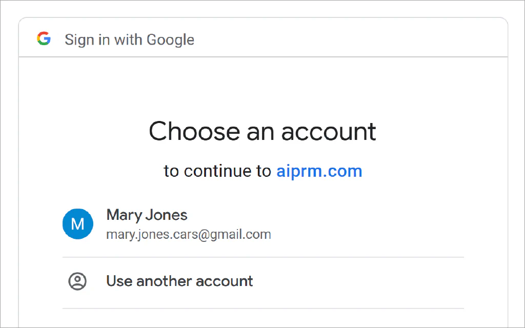 Screenshot of the Google Choose an account page.